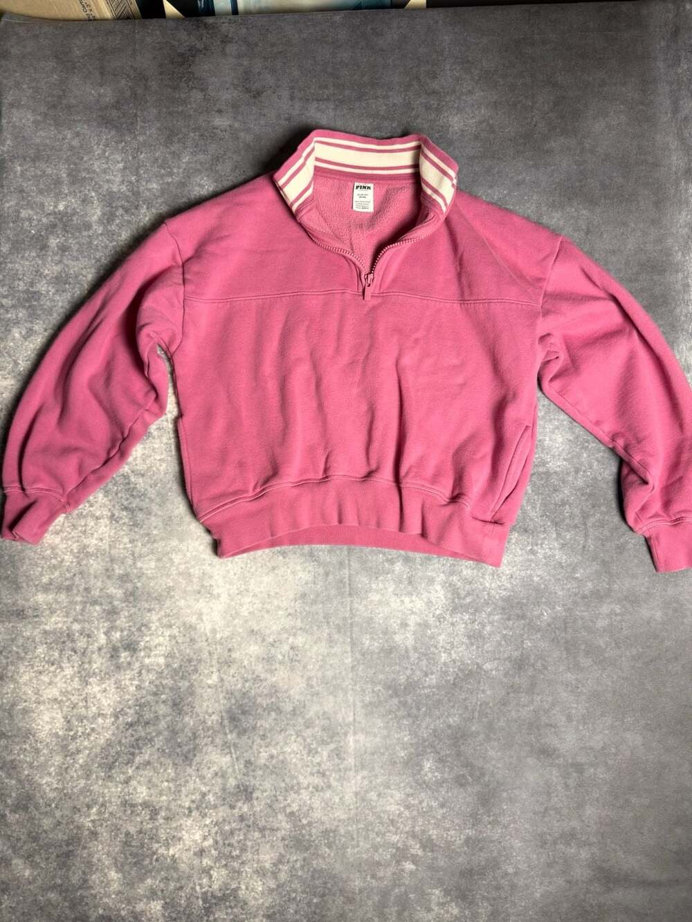 PINK Victoria's Secret Cropped Quarter-Zip Fleece Sweatshirt Pink Size XS